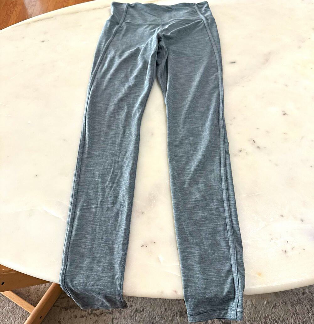 Athleta Elation Women's M Gray Extra Long Pull On Stretch Yoga Leggings Pilates